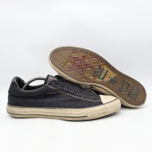 Converse X John Varvatos Men’s 10.5 Women's 12.5 Black Leather Sneakers Laceless - Picture 1 of 11